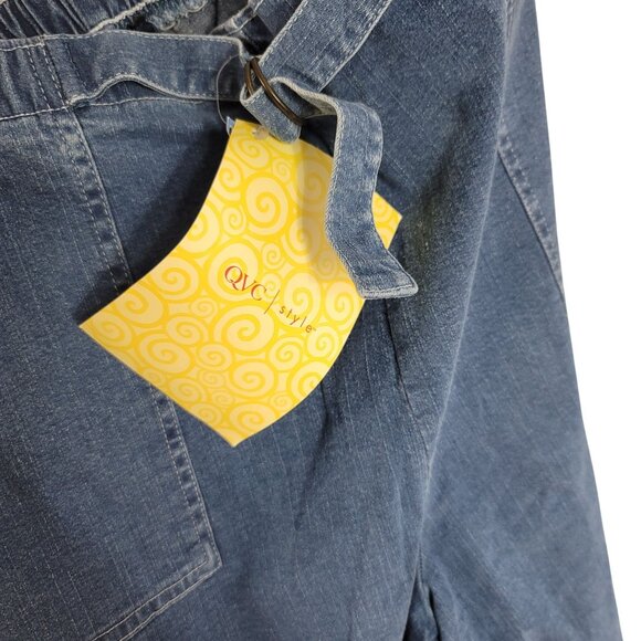 Denim & Co. Jean Shorts Blue 2X Pull On Elastic Waist Pockets Flat Front QVC - Picture 6 of 6